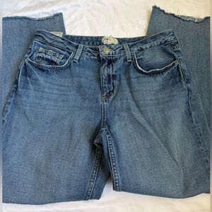 L’Agence Straight Leg Jeans Size 28 Premium Denim Low Rise Milana Crop Raw Hem